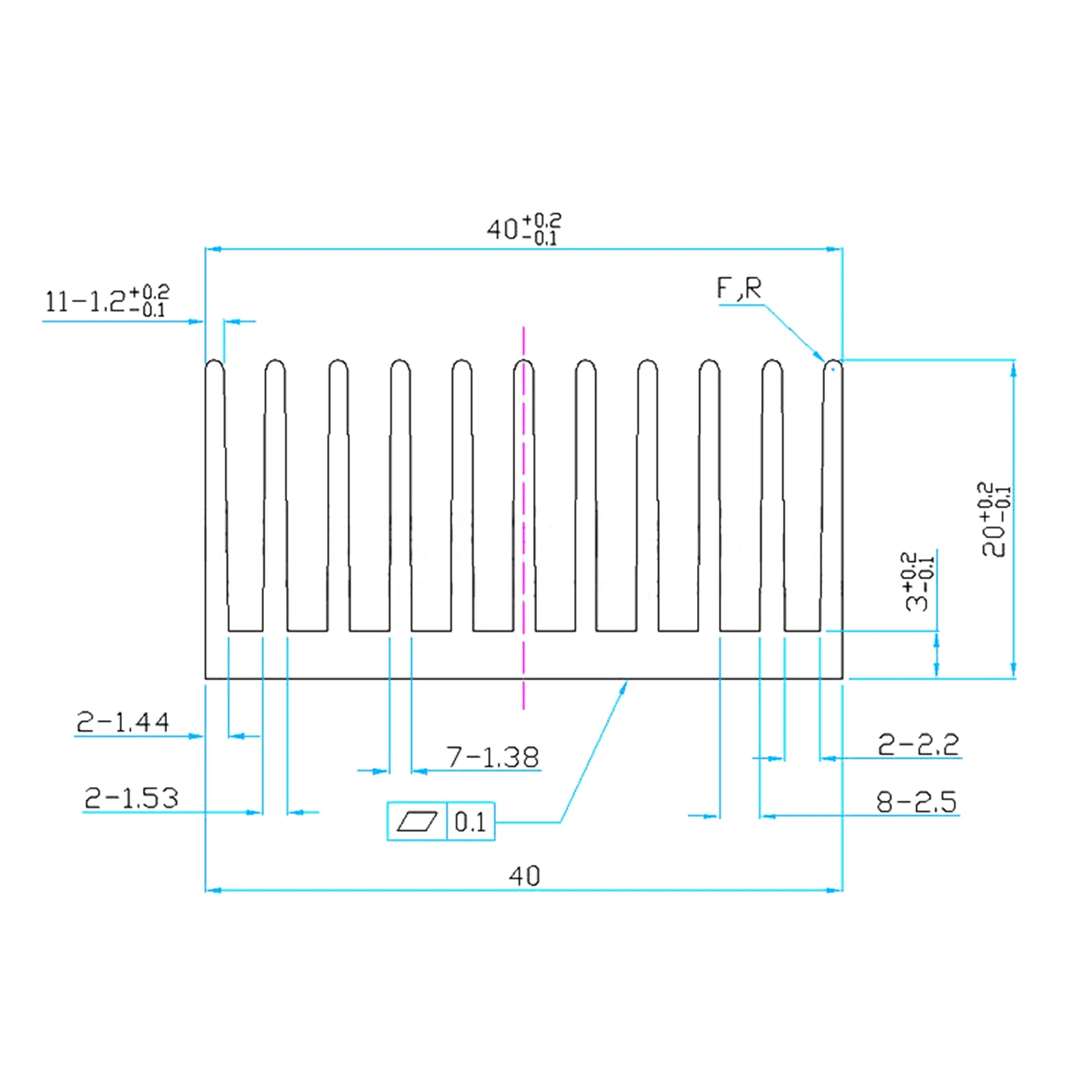 AS94-2 Pcs 40Mm Heatsink Kit 120Mm X 40Mm X 20Mm, Cooler Aluminum Heatsink For Cooling LED Peltier Thermal Module