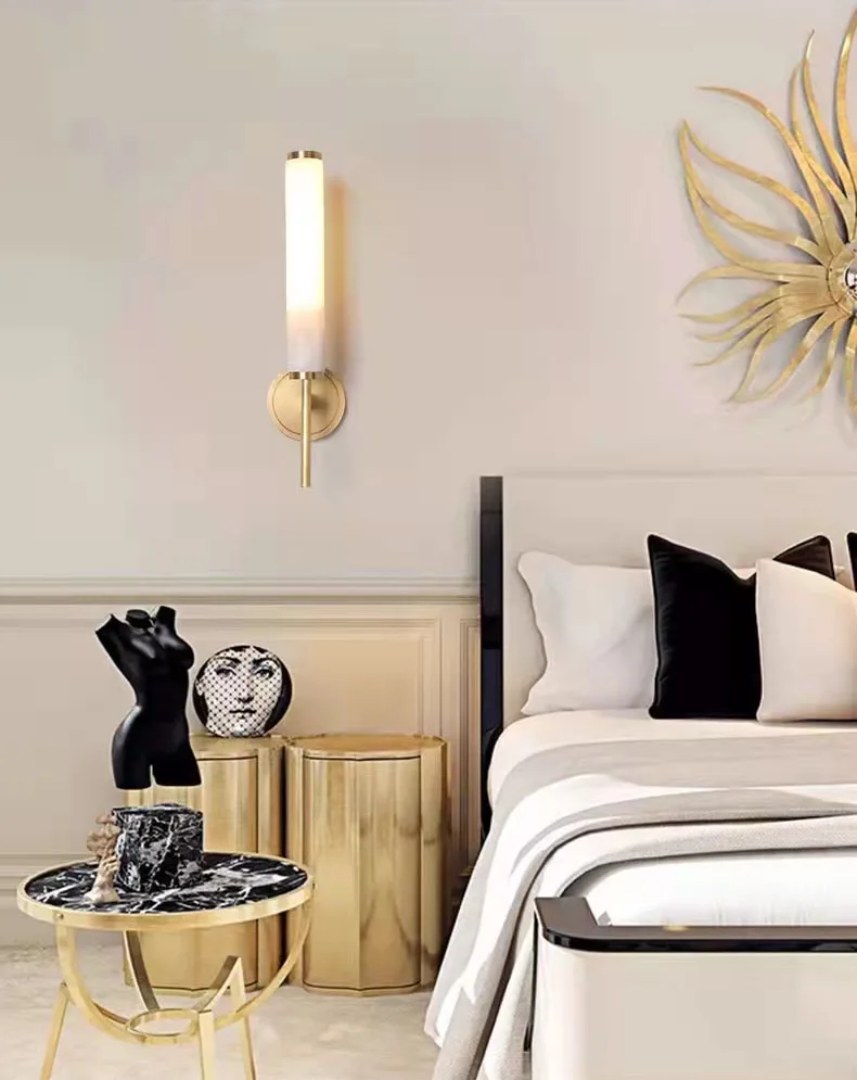 Natural Marble LED Wall Lights Black Gold Copper Foyer TV