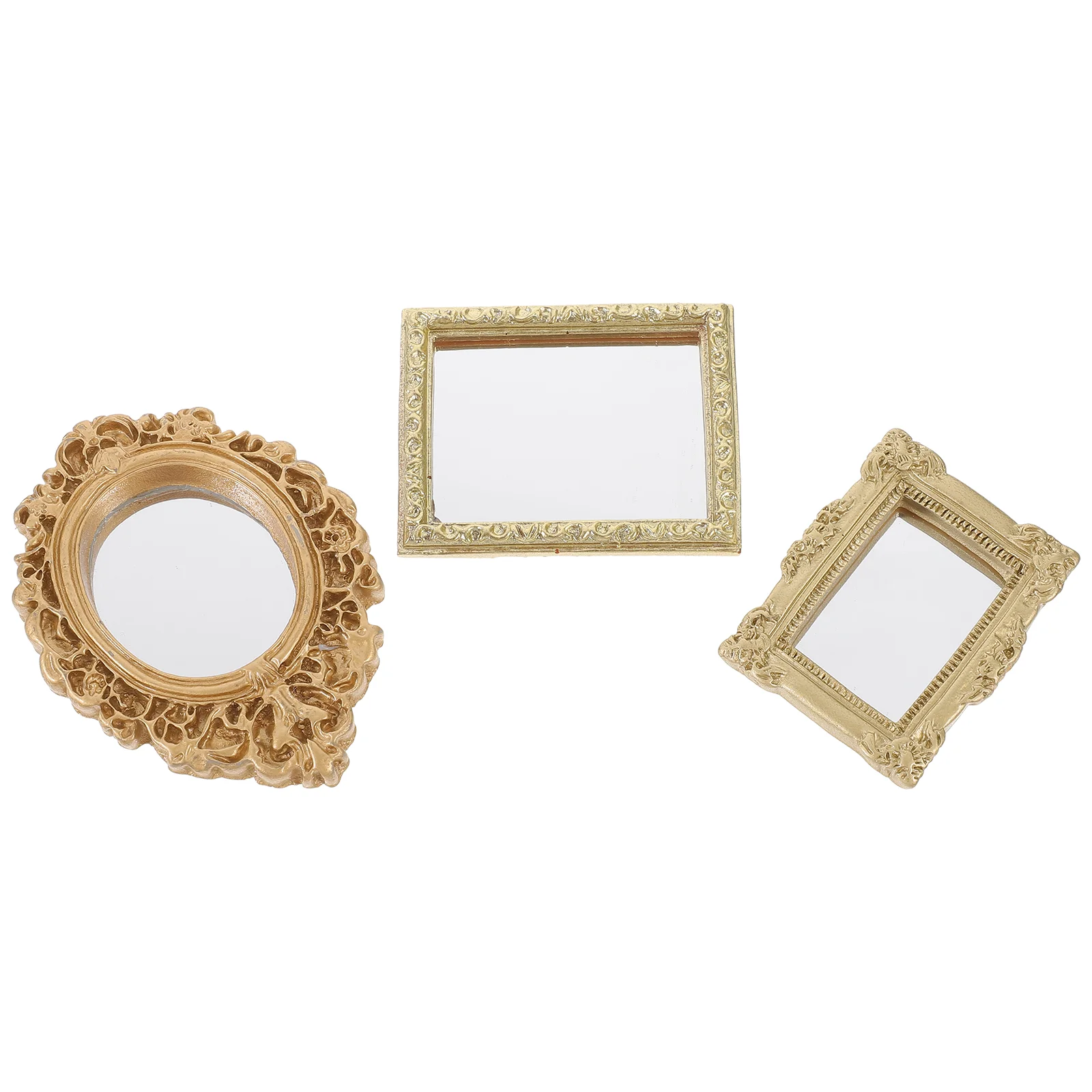 3 Pcs Mini Dollhouse Mirror Child Mirrors Furniture Plastic Home Decoration Wear-resistant Children Toy