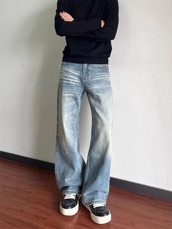 

Waed Vintage Men's Jeans CleanFit Straight Leg Loose Fit Jeans American High Street Sle Autumn Winter Faion Trousers