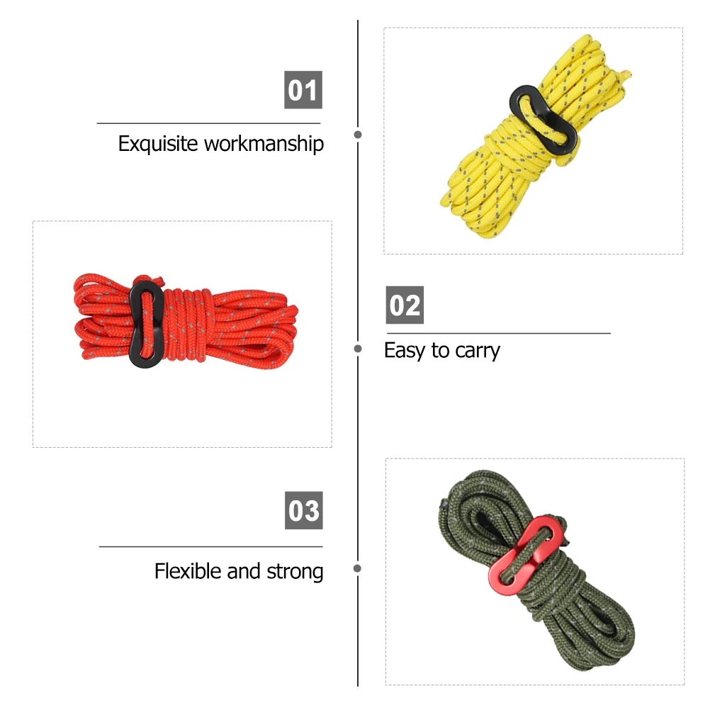 

4pcs Reflective Tent Tying Rope Windproof Camping Clothes Hanging Strap Outdoor Adventure Paracord For Hiking Climbing Supplies