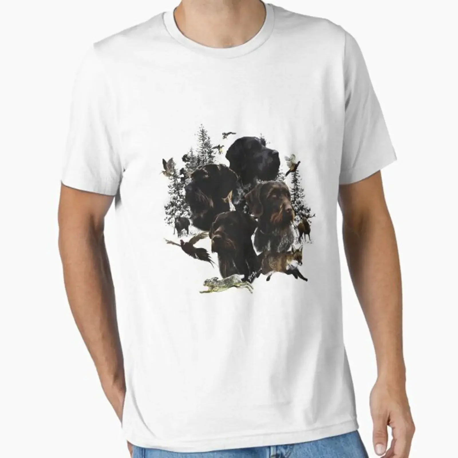 German Wirehaired Pointer Continental pointing dog Essential T Shirt vintage Washed Slightly Casual Soft Versatile Comfortable