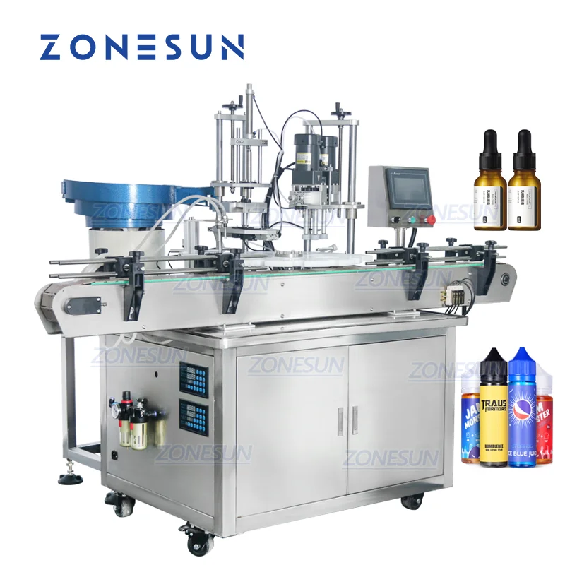 ZONESUN Liquid Filling And Capping Machine With Cap Feeder ZS-AFC1 3 in 1 Double Heads Automatic Rotary Perfume Essential Oil