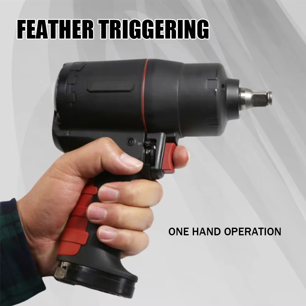 Twin Hammer Impact Wrench 1/2 Inch 950 Ft-Lb Torque 8000 Rpm Air Tool M16 Bolt Capacity Industrial Use