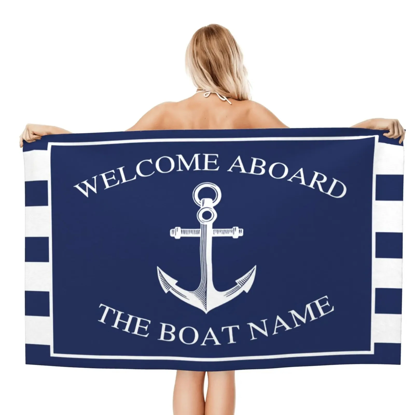 

Dark Blue Bath Towel, Boat Decoration Anchor, Bathroom Bath Towels, Beach Towel 70X140cm Beach Blanket Sand Free Beach Towel