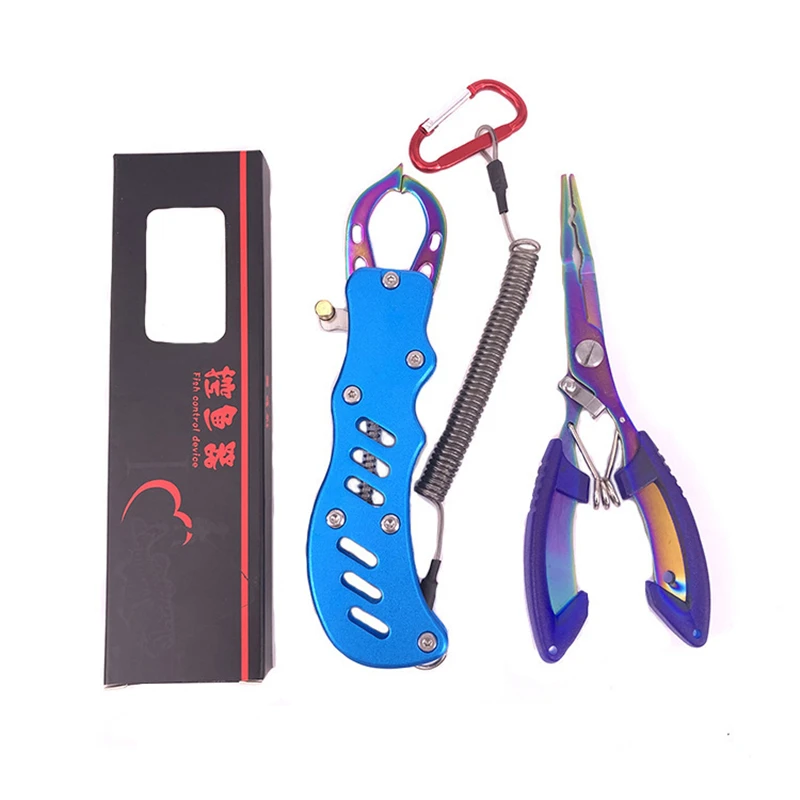 Y139 Stainless Steel Color Titanium Fish Grip Controller Suit Curved Nose Fishing Pliers Multifunctional Outdoor Tool