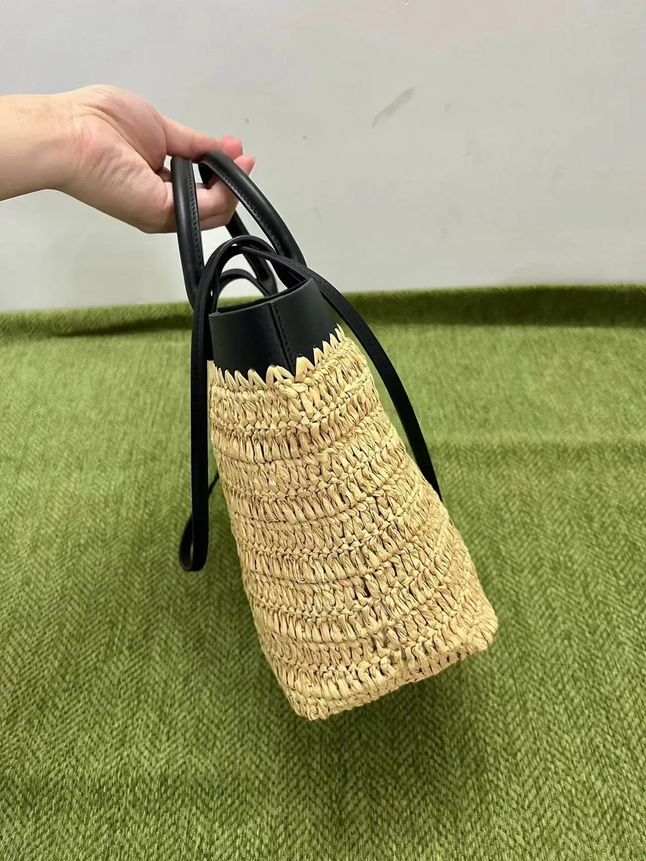 Bolso cruzado tejido de canasto para mujer, bolsa de gran capacidad, diseño de lujo, hierba, 2024