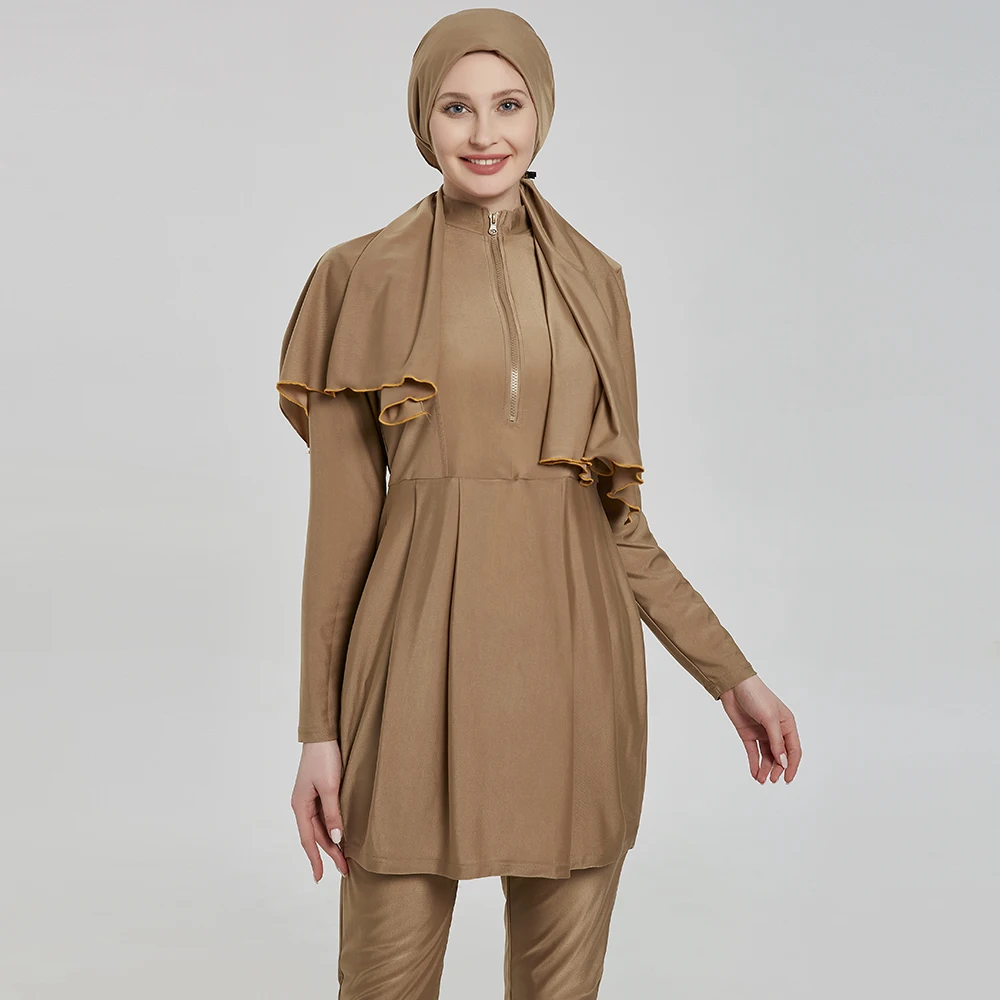 새로운 여자 회교도 수영복 Burkini Mujer Maillot De Bain 머리 두건 모자 겸손한 Burqini 이슬람교 Hijab 바닷가 Bourkini 수영장 Borkini