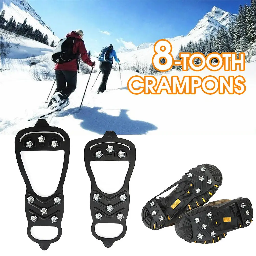 8 Teeth Ice Gripper Spike Shoes Outdoor Anti-Slip Hiking Mountain Sports Climbing Ice Snow Crampons Anti-slip Shoe Covers Grip