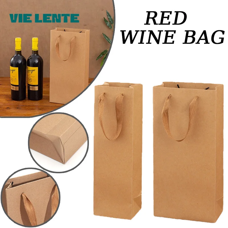 Rotweinverpackung Geschenktüten 6/12 Stück Kraftpapier Einzel-/Doppelflasche Weinverpackungsbeutel Leinengriff Seil GeschenkverpackungVIE LENTE