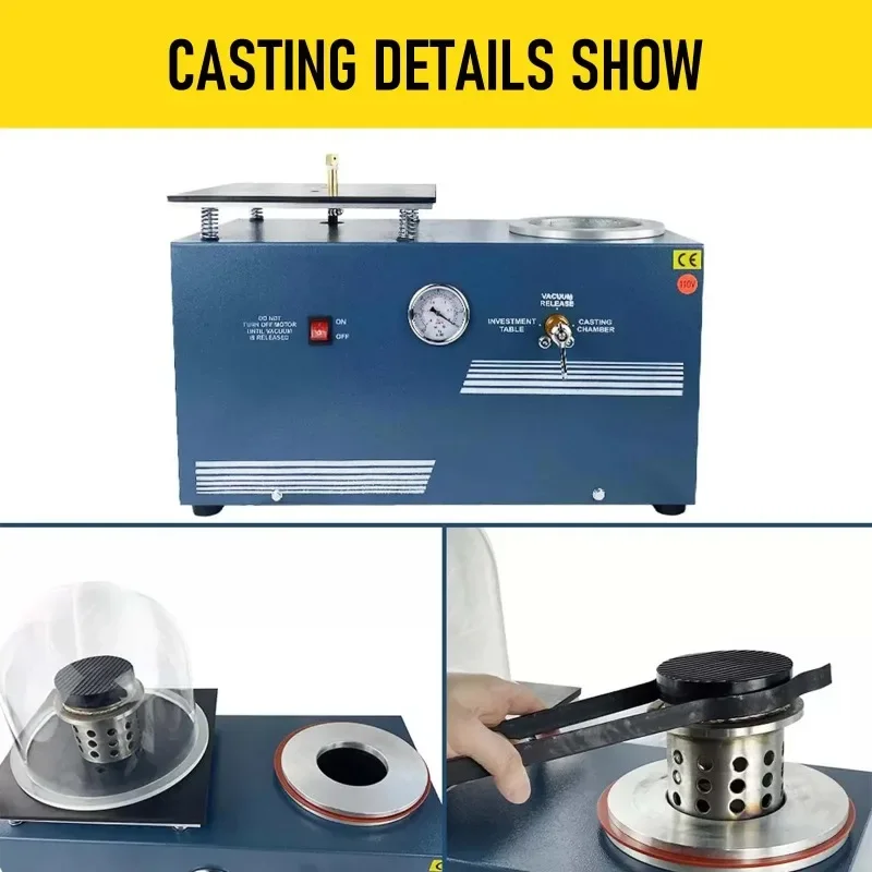 2L Vacuum Jewelry Investing Casting Machine Bell Jar  Vacuum Casting Machine With 3 CFM Pump for Invested Flasks and Rtv Molds