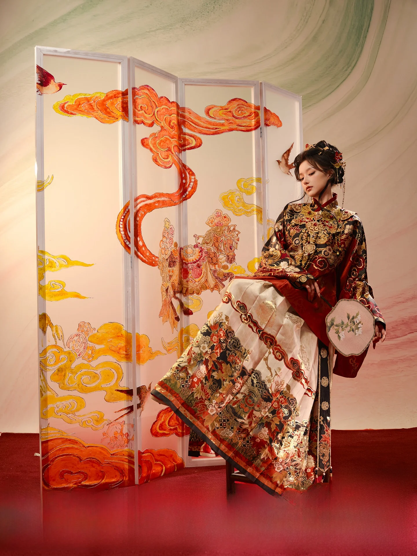 

Thirteen Exc Lotus Seedling Heavenly Year New Year War Robe Pipa Sve Face Skirt Heavy Industry Ming Dynas...