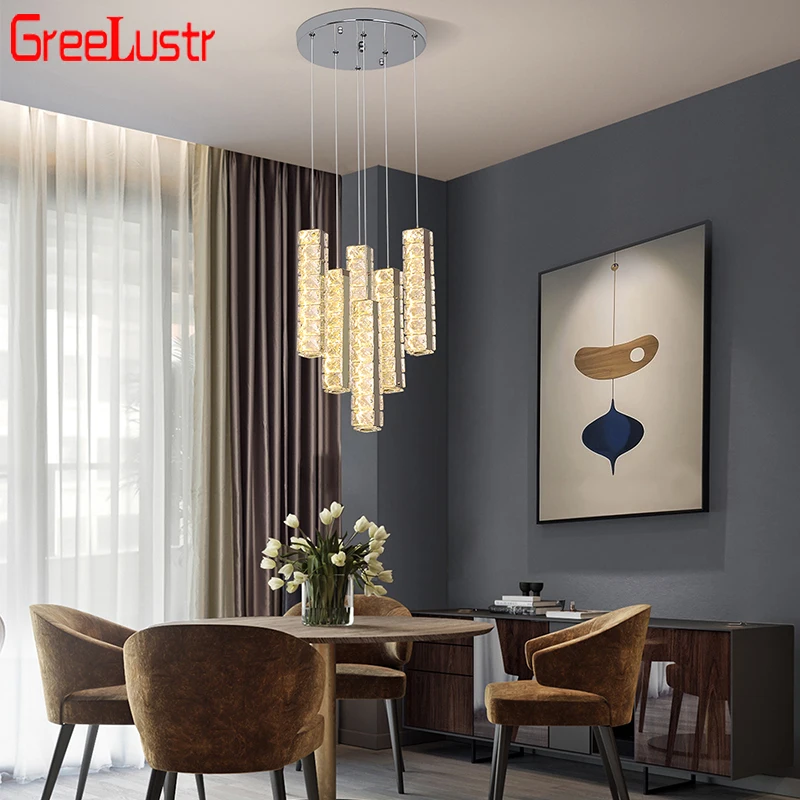 

Luxury Led Chandelier Living Room Lustre Pendant Lights Home Decorati Vertical Crystal Ceiling Lamps For Scaune Bedroom Lighting