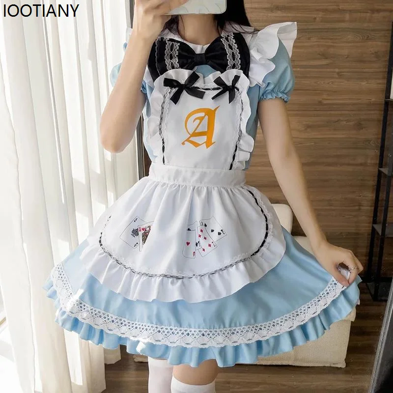 Halloween Alice In Wonderland Series Playing Cards Maid Cosplay Costume Women Waiter Dress Up Festival Party Stage Fancy Dresses