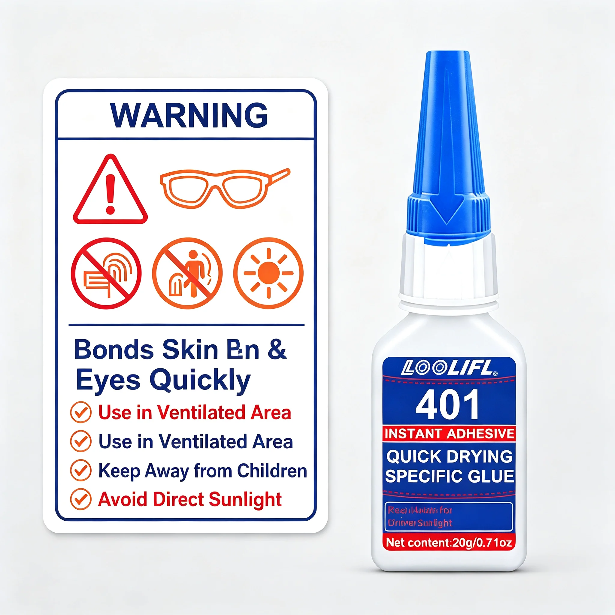 LOOLIFL 401 Instant Super Glue 20g Cyanoacrylate Adhesive Fast Drying Strong Bond for Plastic Rubber Metal Ceramic Model DIY Rep view 6