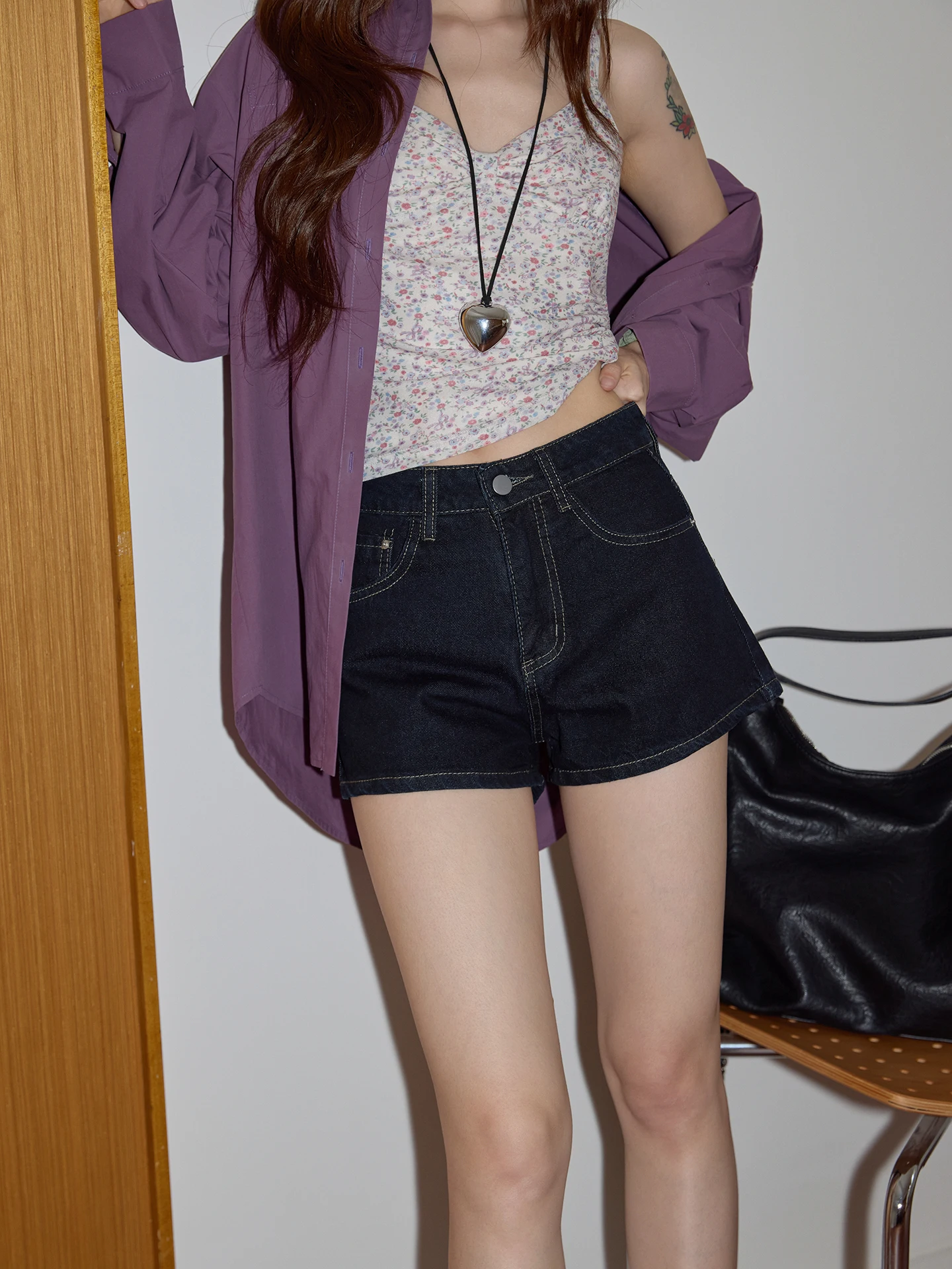 Sweet Cool Deep Blue High Waist Women's Denim Shorts Slimming A-Line Hot Pants Summer Fashion Casual Ladies Jeans Shorts