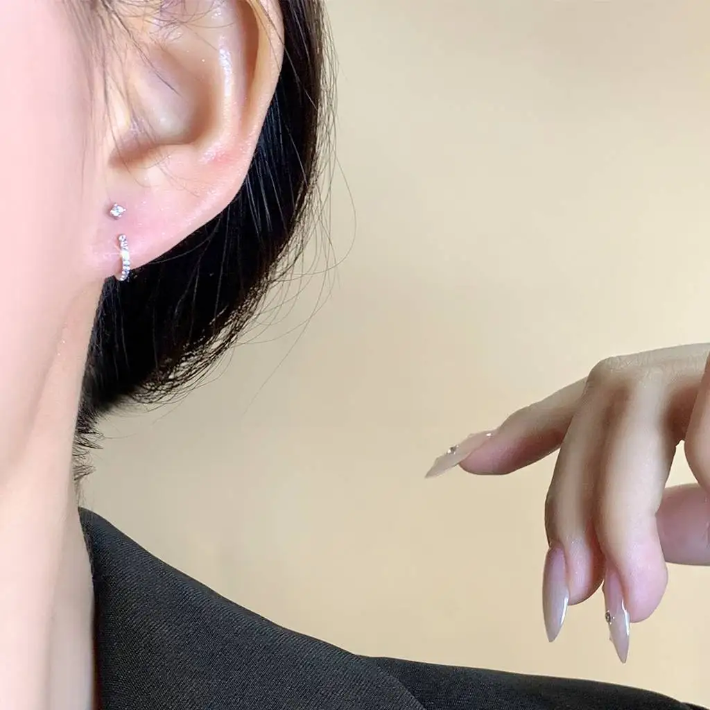 حقيقي 925 فضة الحد الأدنى الزركون الأذن هوك أقراط صغيرة لسحر المرأة غرامة مجوهرات ضوء الملحقات الفاخرة