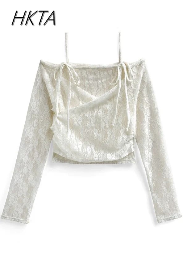 Estilo japonés Retro con cordones ahuecados camisa de manga larga Tops mujeres Mine novedad de verano dulce cintura delgada chica caliente camiseta negra