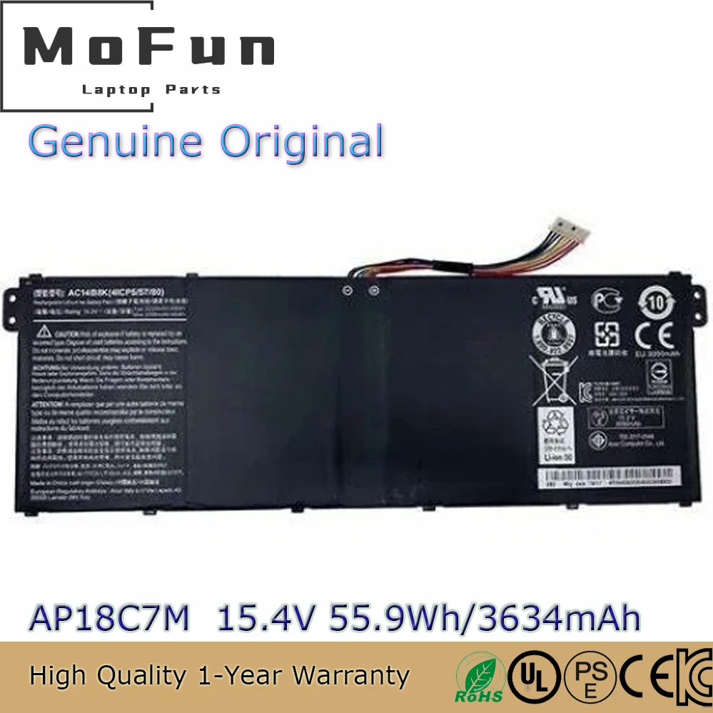 

Оригинальное качество AP18C7M, 55,9 Втч аккумулятор для Acer Swift 5 Spin 3 SF514-54T SF514-54T-50 4ICP5/57/79 KT.00407.008