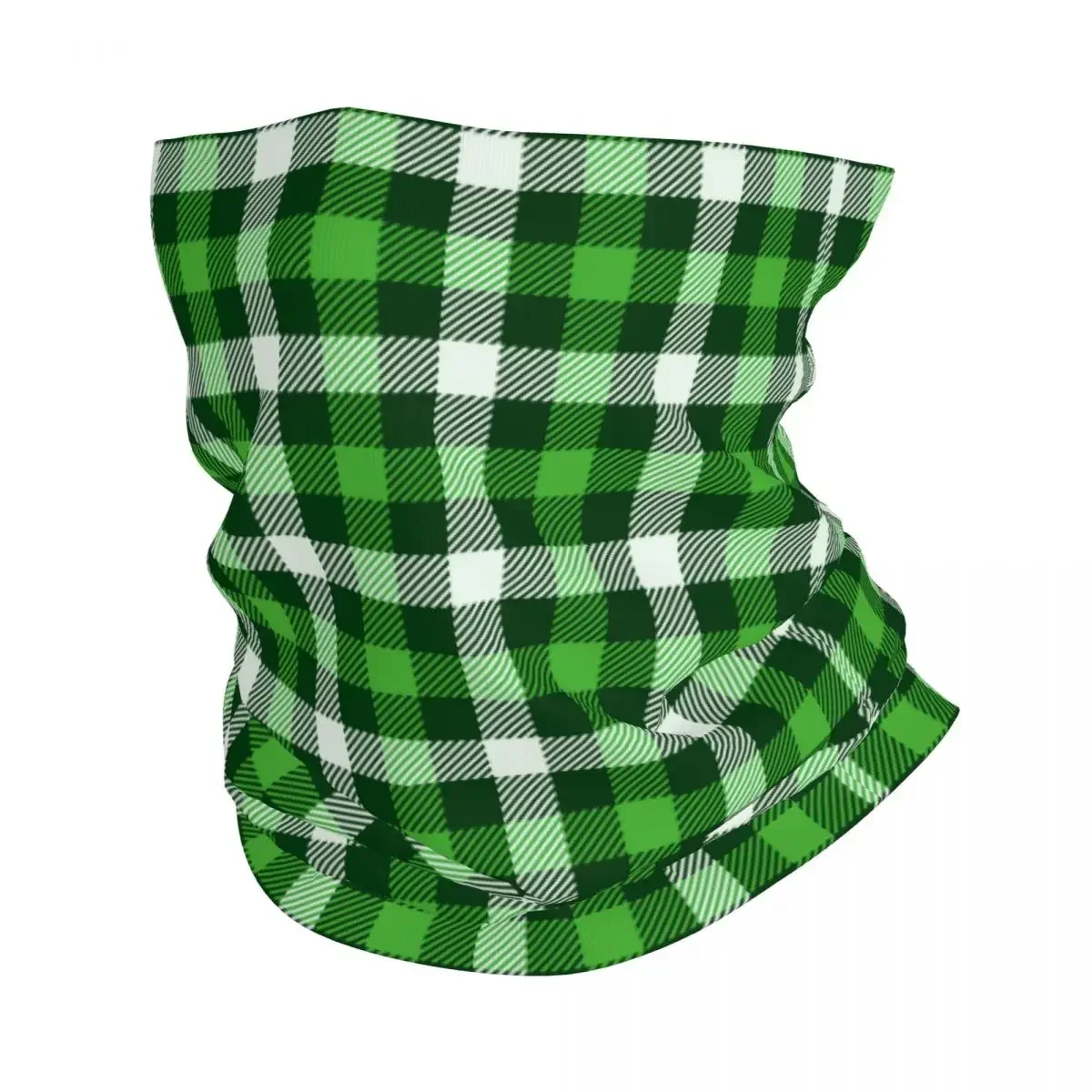 Shamrock Leaf Green Plaid Bandana Neck Gaiter Printed Balaclavas Wrap Scarf Multi-use Cycling Hiking Unisex Adult Windproof