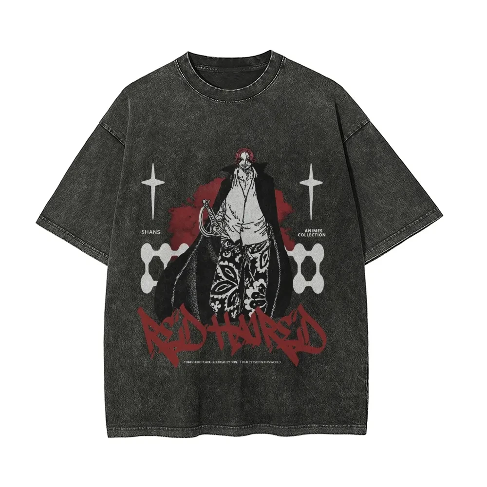 

One Piece Animation Derivatives Men's 2025 Summer New High Quality Cotton Washed T-shirt Casual Anime Print Oversized Streetwear