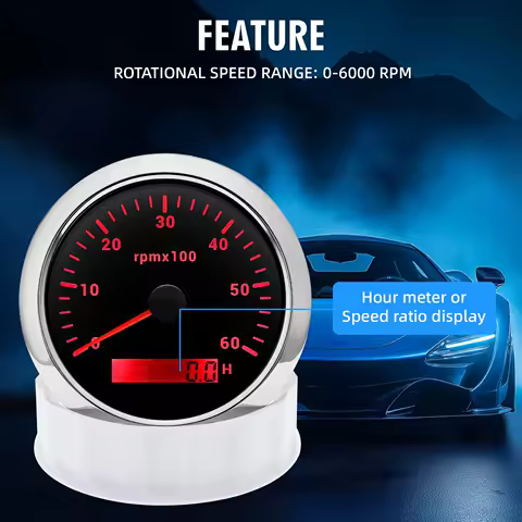 3k/4k/6k/8k RPM Gauge 85mm Tachometer with LCD Hour Meter For Marine Boat Car 7 Colors LED Backlight 8000rpm 6000rpm RPM Meter