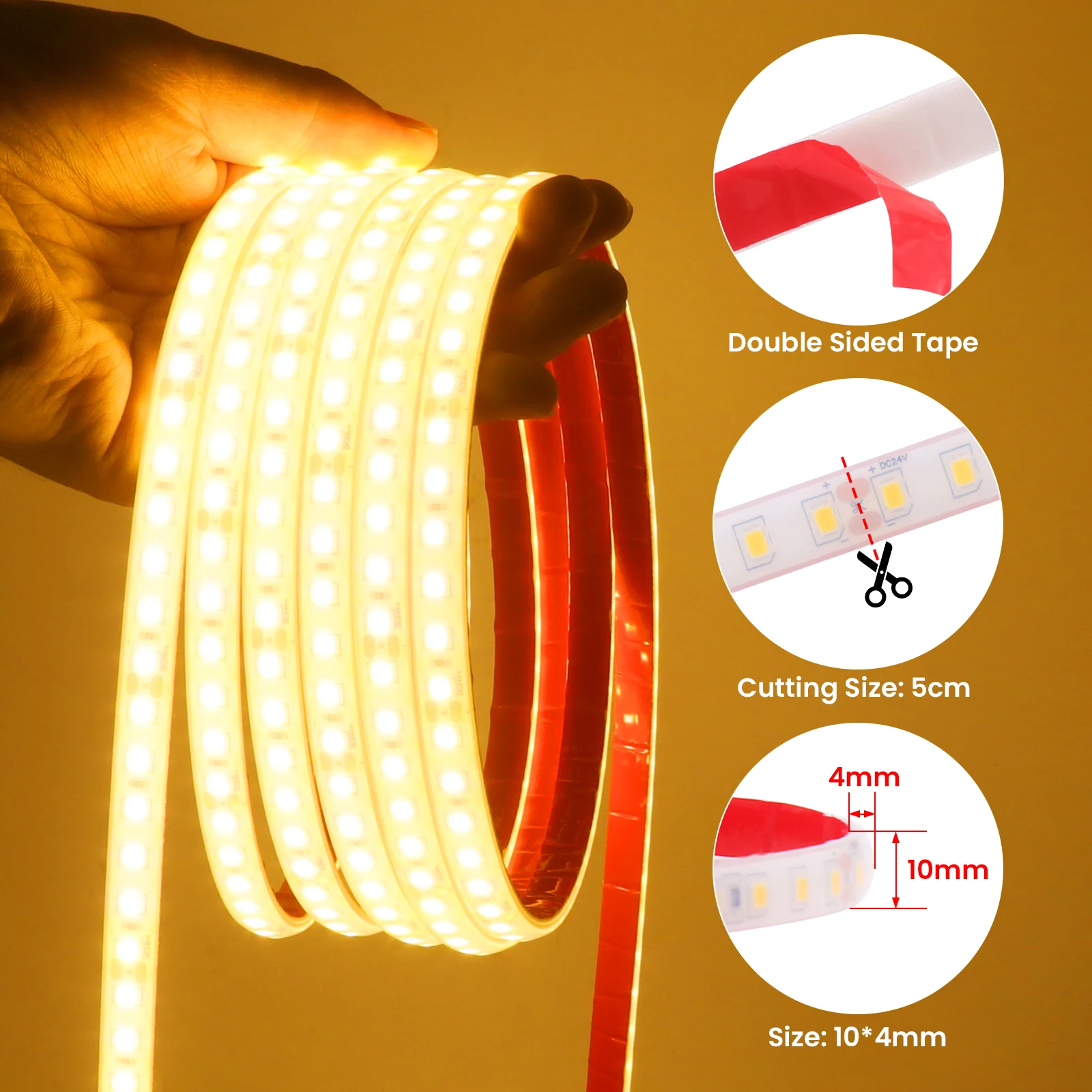 IP68 Waterproof LED Strip 12V 2835 120Leds/m Flexible Tape Outdoor Home Decor 0.5m-10m Ribbon Rope LED Lights 3000k 4000k 6000k