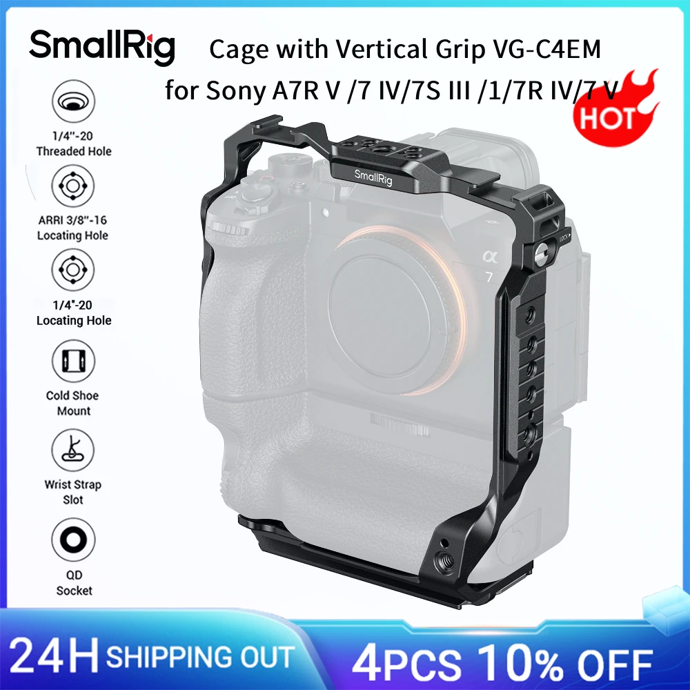 Image of SmallRig Kamera-Cage für Sony Alpha 7R V / 7 IV / 7S III / 1 / 7R IV / 7 V mit Vertikalgriff VG-C4EM und 1/4"-20 Gewindebohrungen -6114
