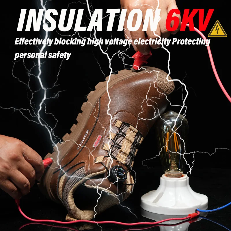 Rotating Button Men's Safety Boots Indestructible Work Shoes Non Slip Punch Proof Mens Protective Shoes Breathable Men Boots New