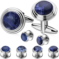 Cufflinks and Studs for men Tuxedo，naturally stone Tuxedo Shirt Button and Cufflink Set, Specially Designed for Wedding Business