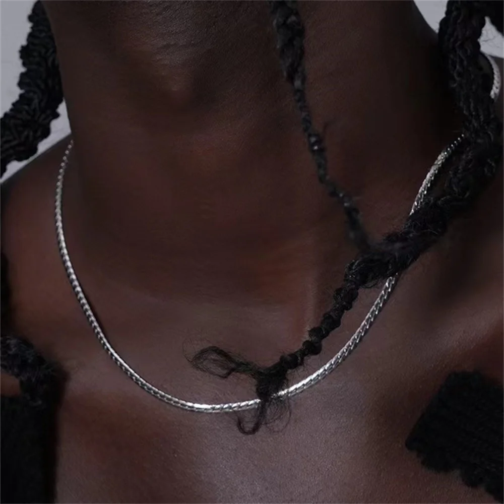 3mm Edelstahl FR Geprägte NK-Kettenhalskette für Damen und Herren, Hip-Hop-Schmuck, Silberfarbene Kubanische Kette, Schmuckzubehör – Detail 3