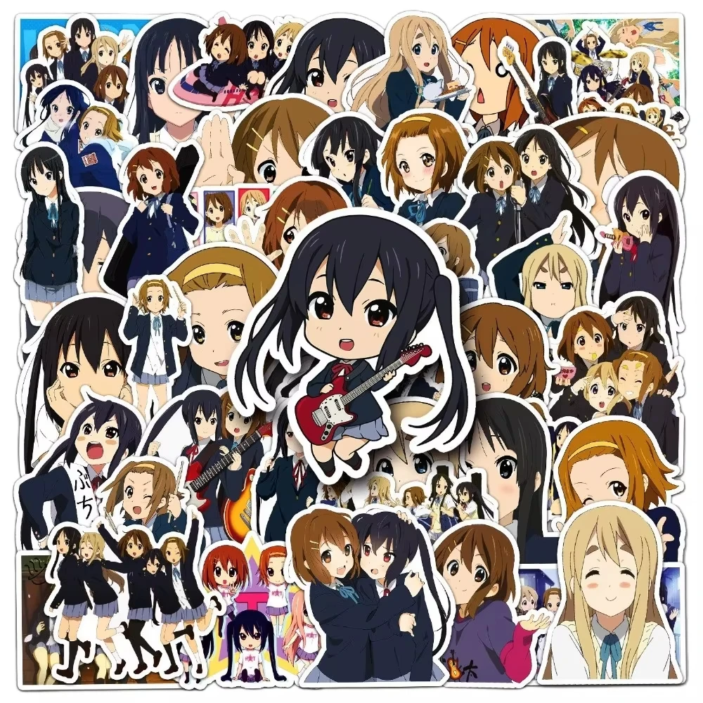 

50pcs Waterproof Anime K-ON! Hirasawa Yui Nakano Azusa Kawaii Stickers Japanese Manga Cartoon Decorations Party Gift