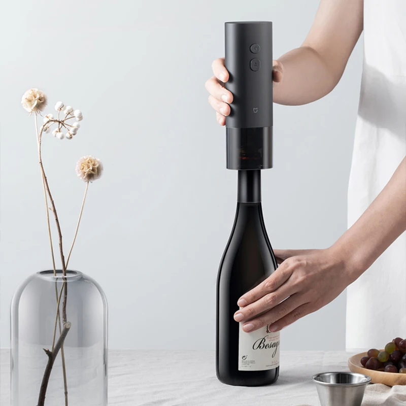 Mijia Electric Wine Opener- Automatic Cork Remover with Foil Cutter for Red Wine Bottle, One-Touch Operation AAA Battery Powered