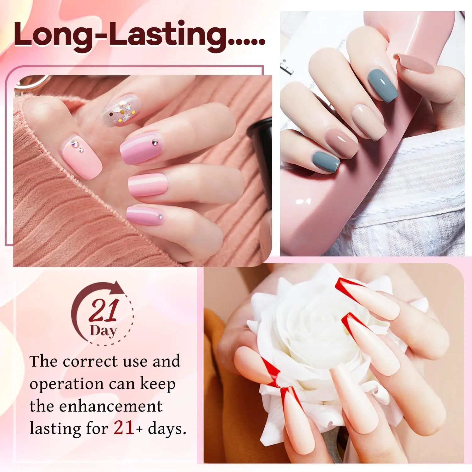 Kit de esmalte de uñas de gel de 100 botellas con lámpara LED UV, 95 colores que incluyen brillos, base y abrigos superiores para manicura duradera