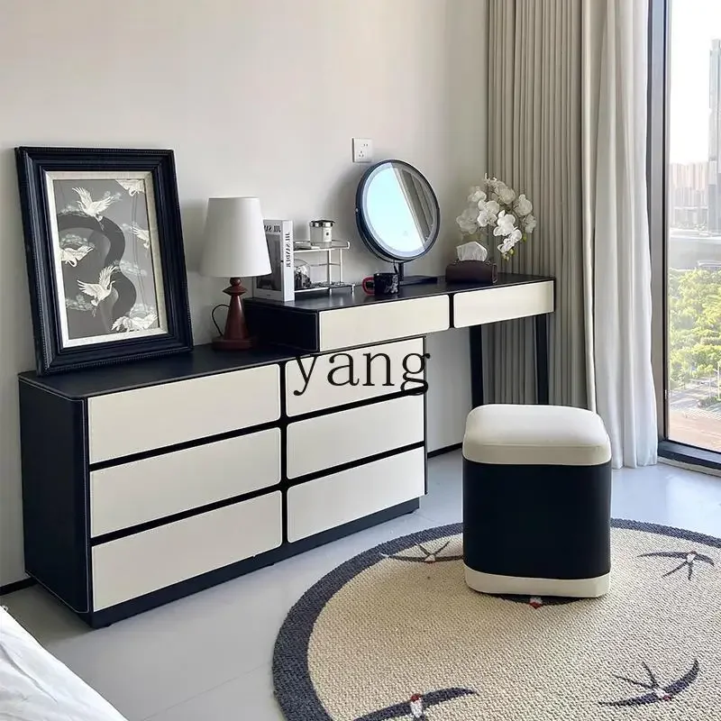 LMM modern simple dresser chest integrated black retro medieval cream wind retractable corner