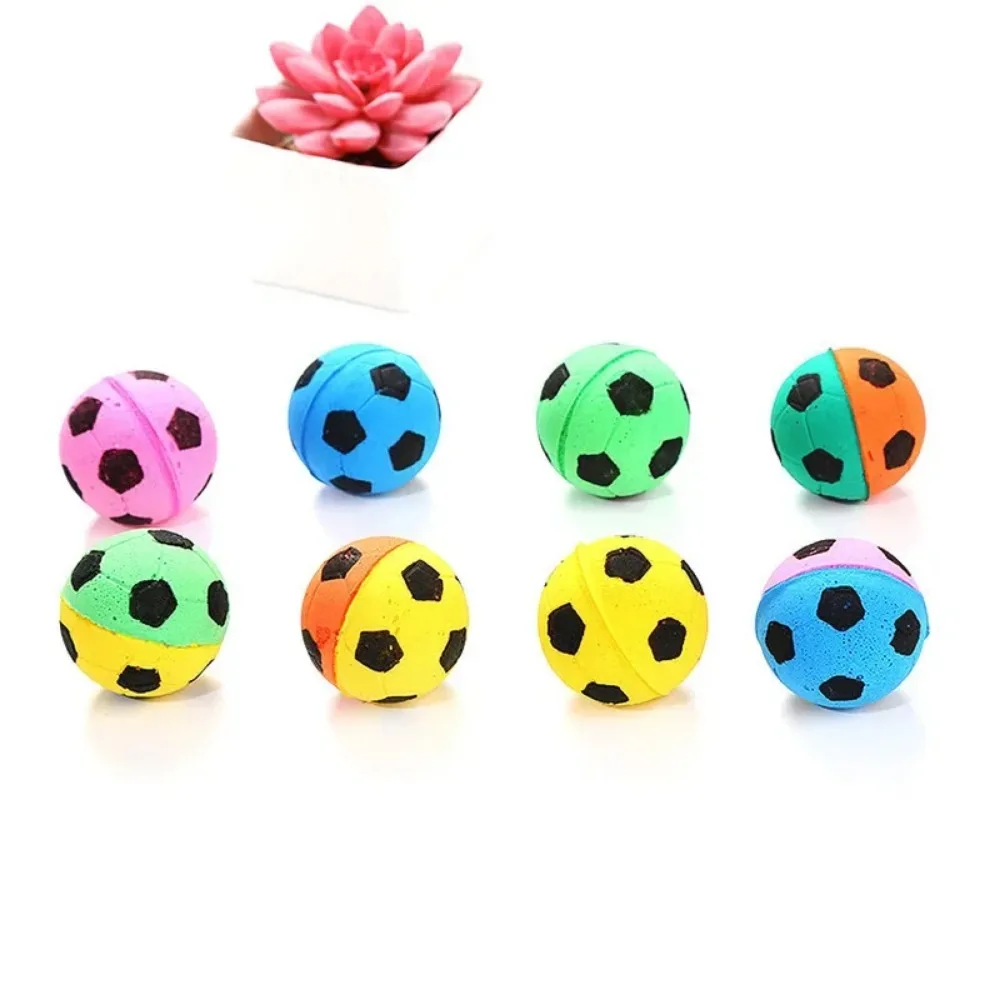 5pcs Soft Latex Pet Toys Ball Cat Toys Interactive Play Chewing Scratch Natural Foam Sponge Football Cat Training Pet Supplies