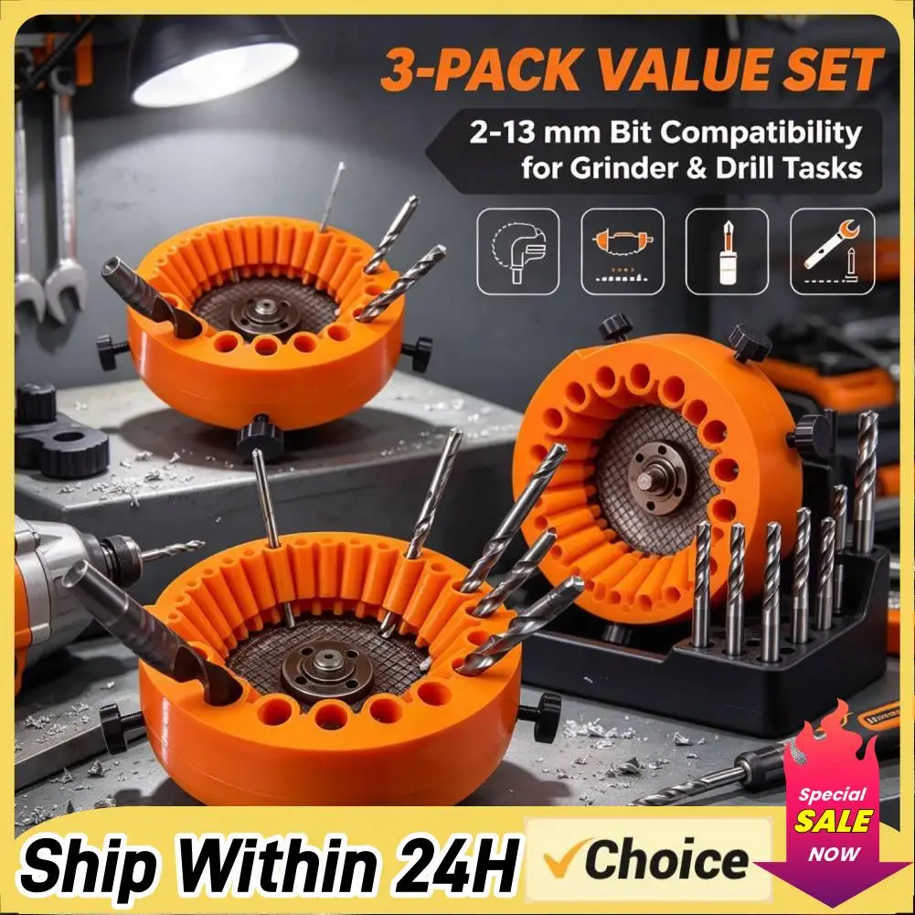 1/2/3Pcs Drill Bit Sharpener with Gloves Power Drill Bit Sharpening Tool for 125 mm Angle Grinder Drill Bits Grinding Attachment