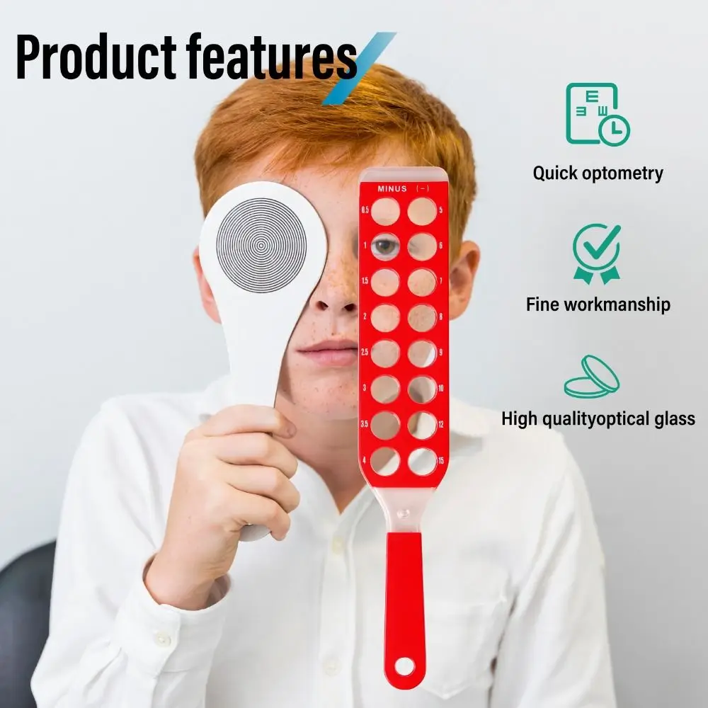 

Comfortable Handle Ophthalmic Retinoscopy Lens Quick Examination 2 Bars 32 Lenses Pocket Lens Set Red & Black