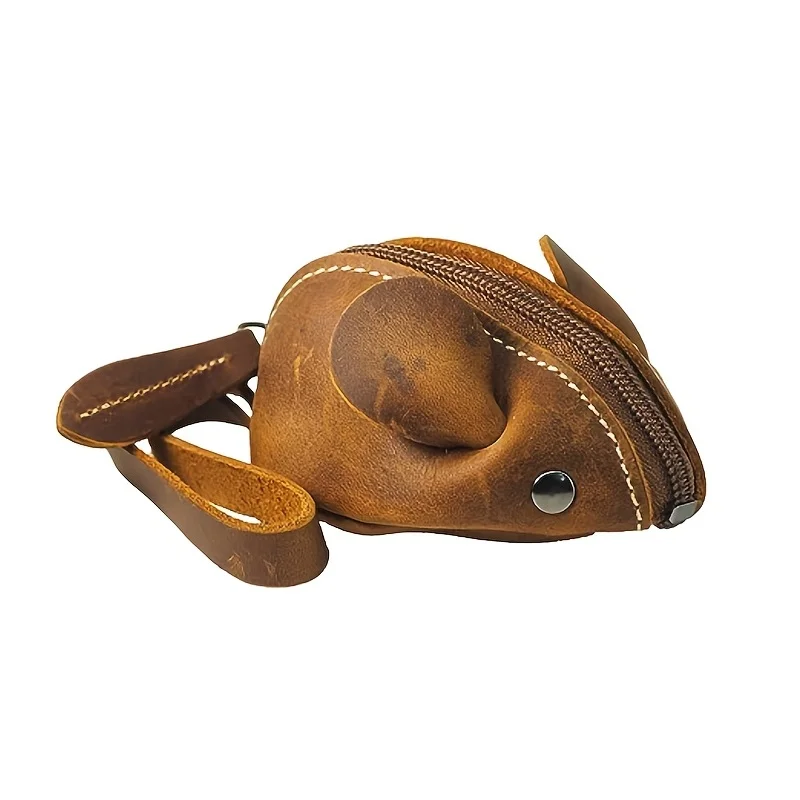 

Милый мини-кожаный кошелек в форме мыши — прочный коричневый, на молнии, идеально подходит для мужчин и женщин, идеально подходит для организации мелких предметов