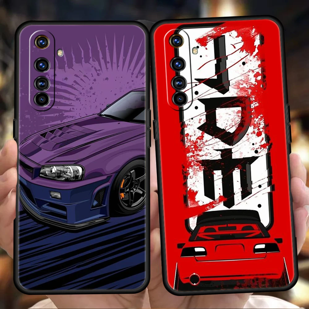 JDM Sports Cars Male Men Phone Case Cover for Realme 8 9 10 Pro 8i 9i C3 C11 C21 C25 C35 GT2 GT Neo 2 3 3T Plus 5G Silicon Shell