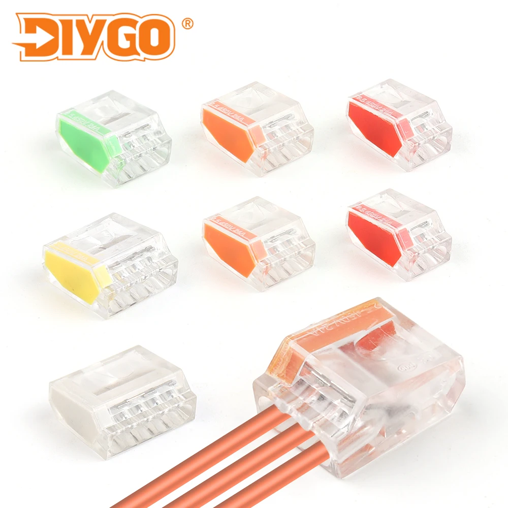 

50PCS Quick Push-in Conductor Wire Connector 252/253/254/255 Universal Compact Wiring Connectors Mini Terminal Block AWG18-12