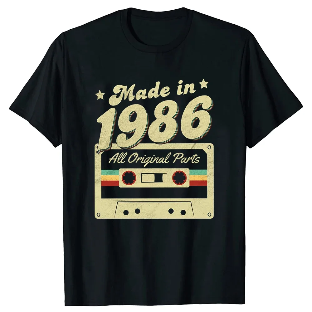 Round Neck Short-Sleeve Tshirt Clothing Casual Basic T-shirts Made in 1986 Limited Edition Cassette Tape 38th Birthday Tee Tops