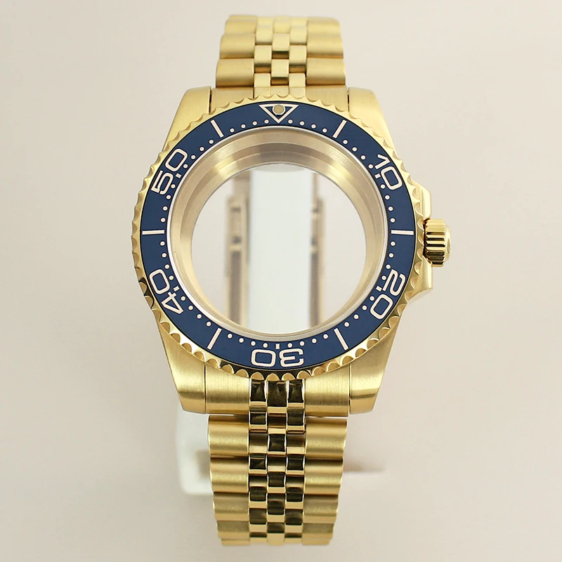 Pvd Gold 40 мм 20ATM Diver Cases Ремешок с сапфировым стеклом для NH35 NH36 NH34 NH70 4R36 8215 2824 GMT SUB Корпус для часов Jubilee Нержавеющая сталь