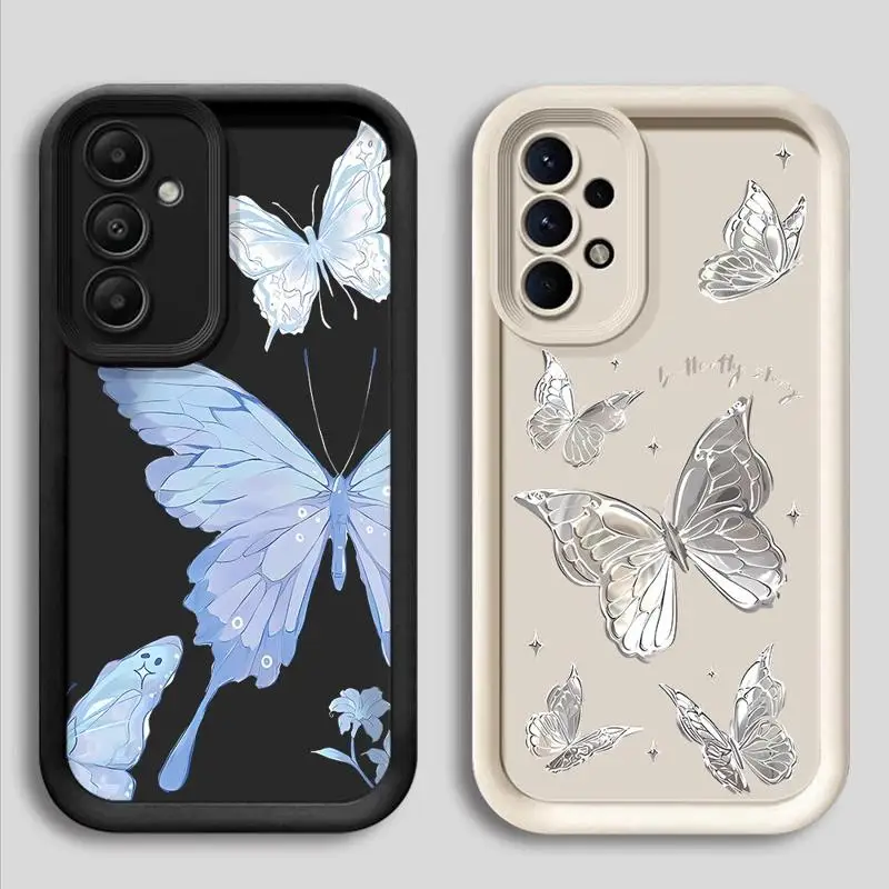 전화 케이스 삼성 갤럭시 A15 A25 A35 A55 A51 A71 A72 A73 A52 A52s A53 A54 5G TPU 실리콘 소프트 아트 아름다운 나비