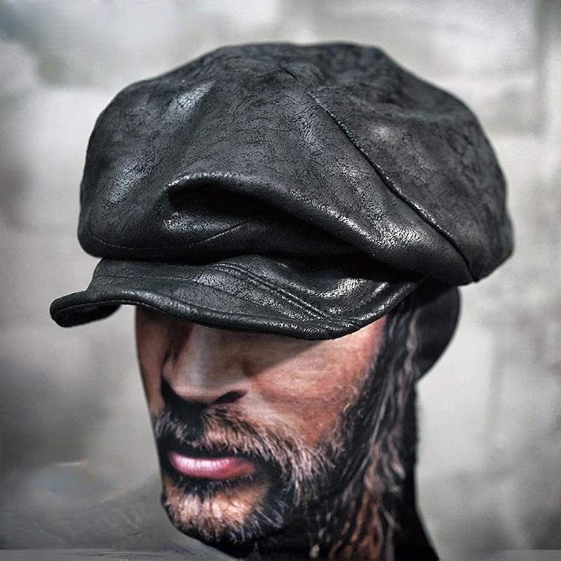 

Vintage Berets for Men Black Size Adjustable Pleats Casual Stylish Designer Octagonal Cap Handmade Female Hat