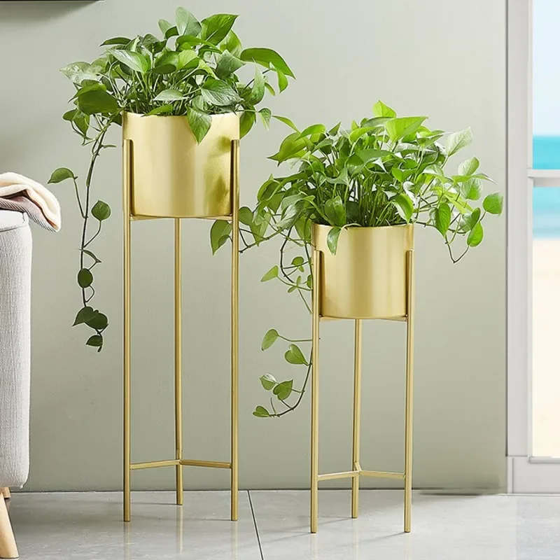 

Premium Living Room Plant Shelves Wrought Iron Frame Flower Pots High Temperature Paint Super Load-bearing Floor Flower Pots