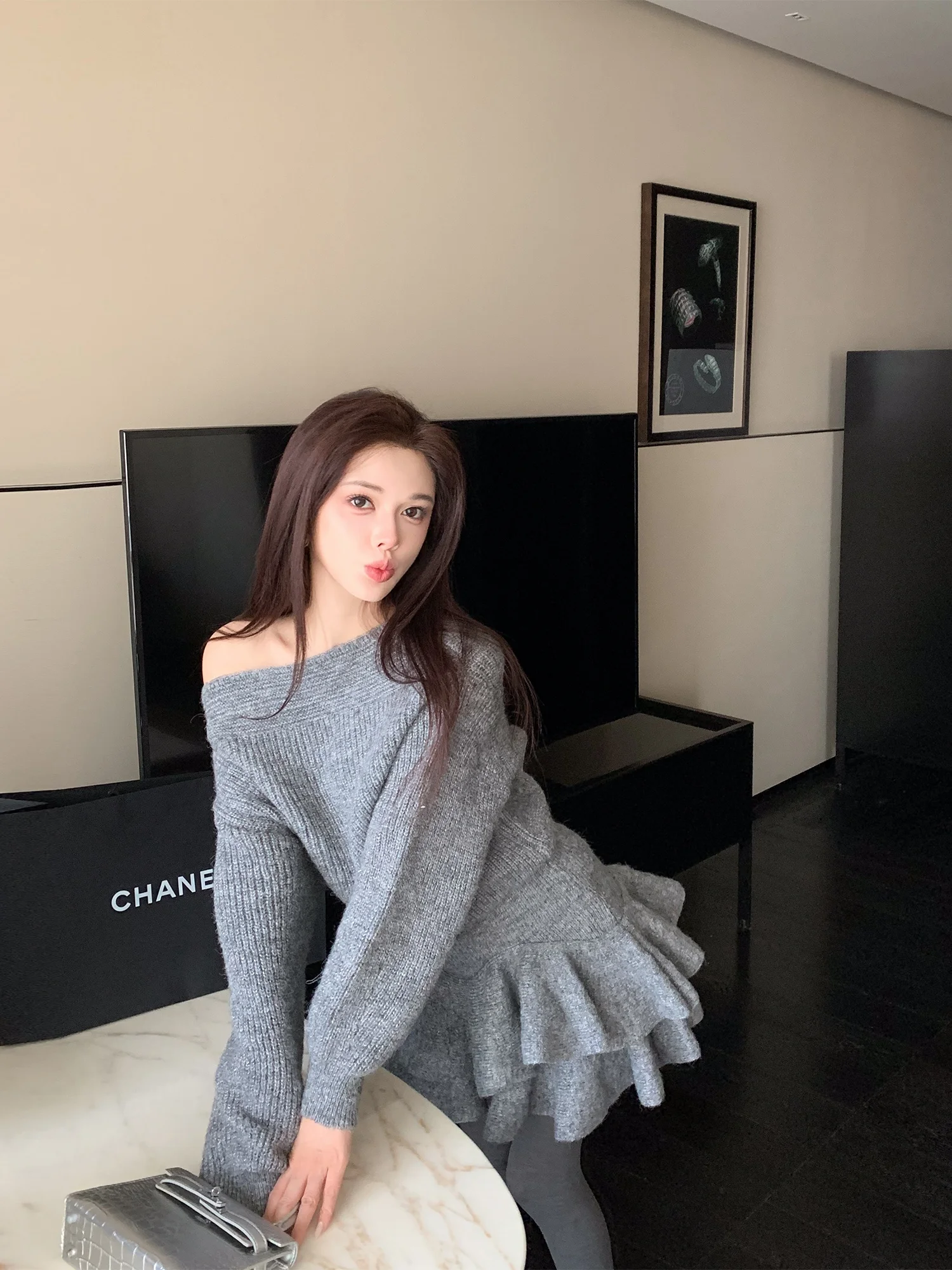 

Soft Cozy Long Sleeve Sweater Set High Waist A-Line Skirt Elegant Style Women's Fashion Ensemble LADIESFIRST Winter Coll...