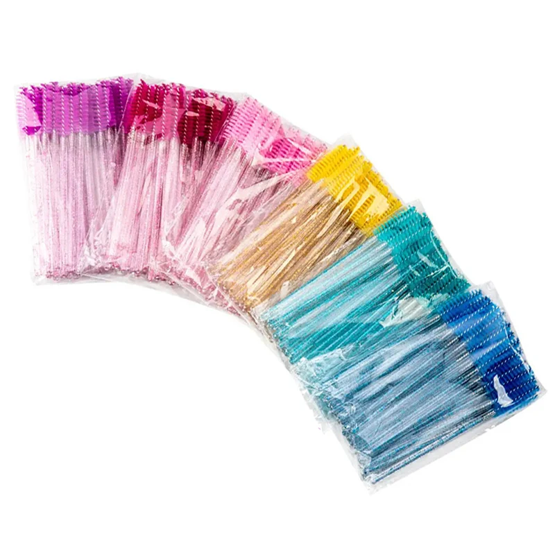 50Pcs Disposable Eyelash Brush Soft Head Crystal Eyebrow Brush Lash Extension Brush Mascara Wand Makeup Tool