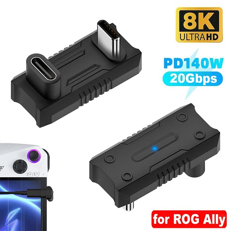 Baru untuk Asus ROG Ally USB tipe-c konverter bentuk U 13.5mm perempuan ke laki-laki 20Gbps adaptor OTG Aksesori konsol isi daya Cepat PD