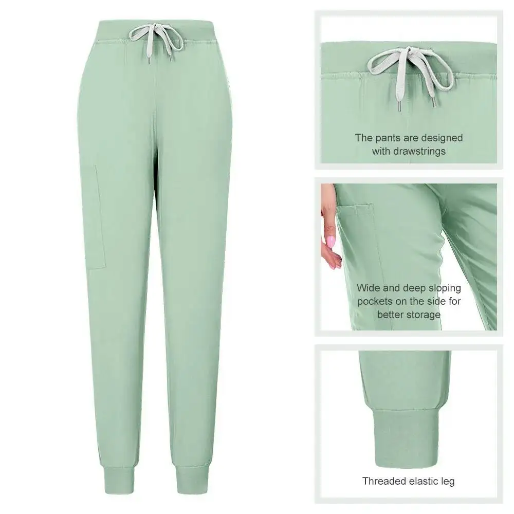 Nieuwe Scrubs Set Medische Uniformen Stretch Scrub Tops Met Zakbroek Verpleegstersuniform Arts Chirurgie Overalls Schoonheidssalon Werkkleding